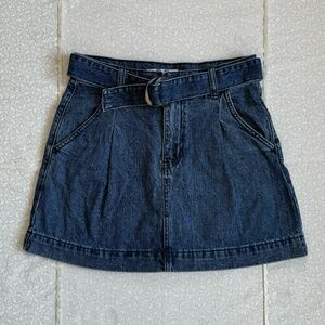 Free People We The Free Belted Dark Denim Mini Skirt